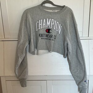 Champion Heather Gray Cropped Hoodie